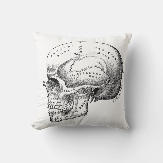 Dark Academia Skull Pillow Kussen (Voorkant)