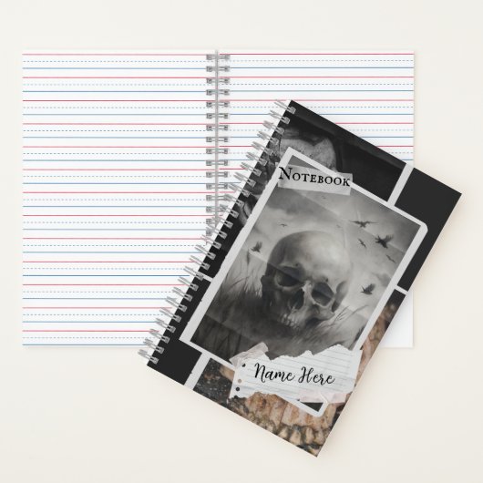 Dark Academia Skull Spiral Notitieboek (Binnen)