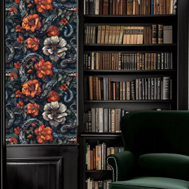 Dark Academia Slangen & Koraal en Grijze Bloemen Behang