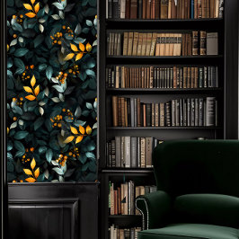 Dark Academia Smaragd en Golfblad Behang