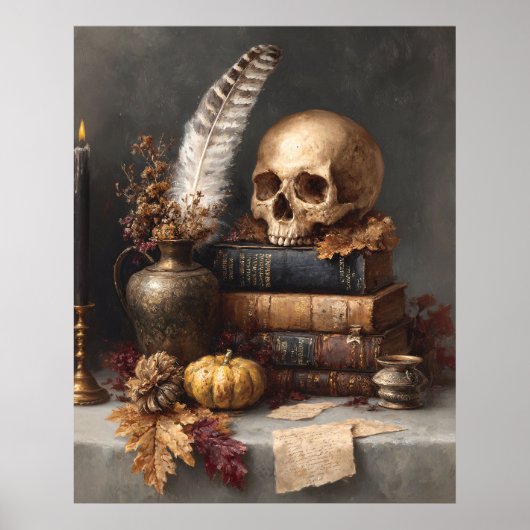 Dark Academia Still Life with Skull Poster (Voorkant)