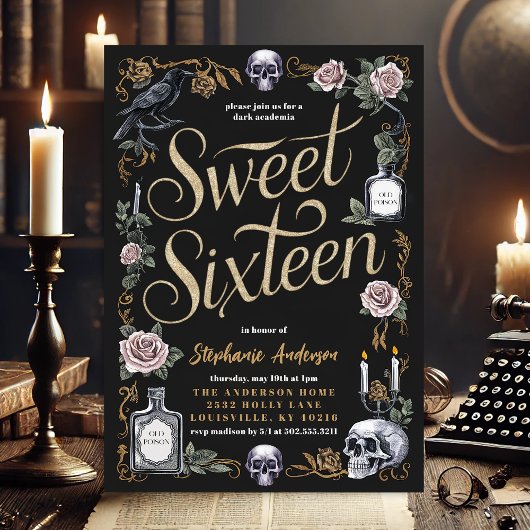 Dark Academia Sweet Zestien Verjaardag Kaart