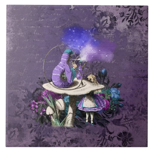 Dark Alice Rustic Deep Purple Caterpillar Tegeltje (Voorkant)