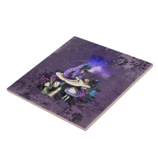 Dark Alice Rustic Deep Purple Caterpillar Tegeltje (Zijkant)