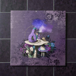Dark Alice Rustic Deep Purple Caterpillar Tegeltje