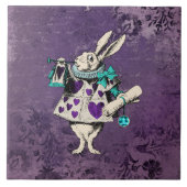 Dark Alice Rustic Deep Purple Rabbit Tegeltje (Voorkant)