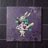 Dark Alice Rustic Deep Purple Rabbit Tegeltje