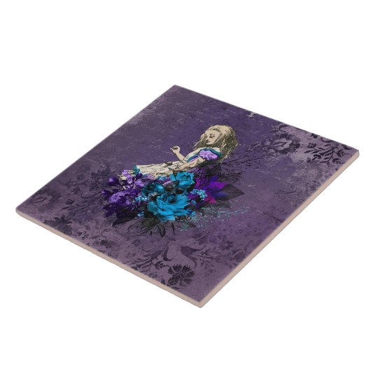 Dark Alice Rustic Deep Purple Tegeltje (Zijkant)