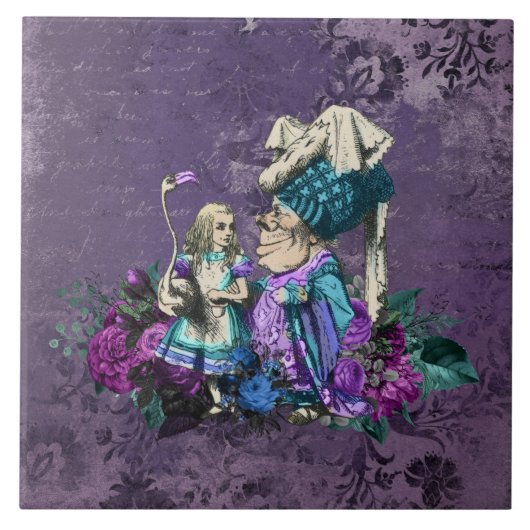 Dark Alice Rustic Deep Purple Tegeltje (Voorkant)