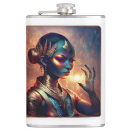 Dark Alien Princess Poses With Fiery Background Heupfles