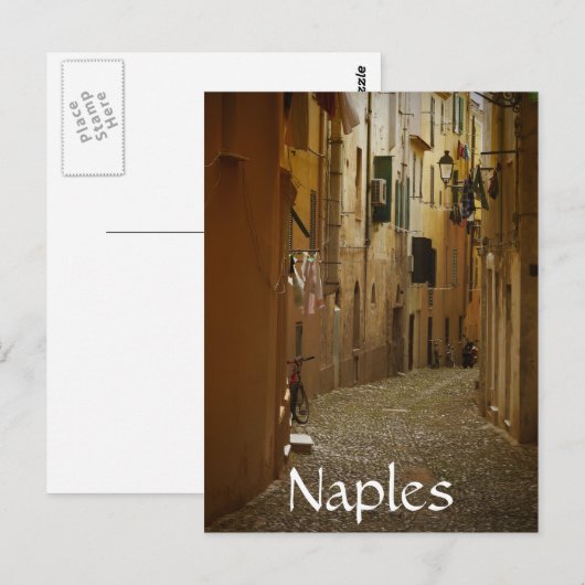 Dark alley in Napels, briefkaart Italiaanse tekst (Voorkant / Achterkant)