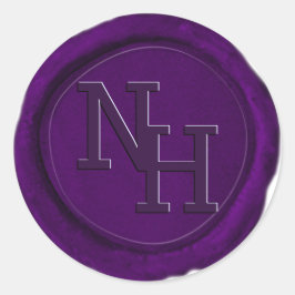 Dark Amethist Paarse Wax Seal Monogram Sticker