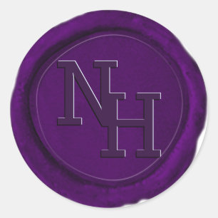 Dark Amethist Paarse Wax Seal Monogram Sticker