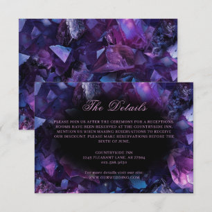 Dark Amethyst Boho Witch Crystals Black Wedding Informatiekaartje