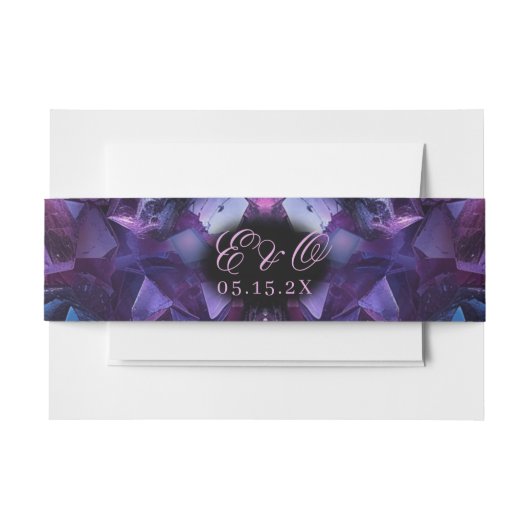 Dark Amethyst Boho Witch Crystals Black Wedding Uitnodigingen Wikkel (Voorkant Voorbeeld)