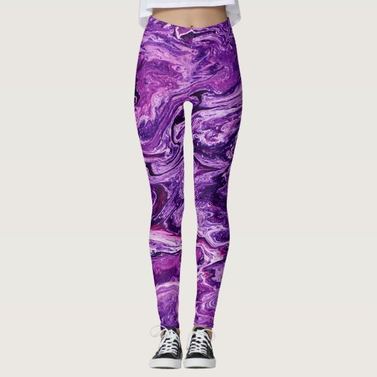 Dark Amethyst Marble Melt Leggings (Voorkant)