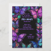 Dark Amethyst Wings verjaardagsuitnodiging Kaart (Voorkant)