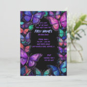 Dark Amethyst Wings verjaardagsuitnodiging Kaart (Staand voorkant)