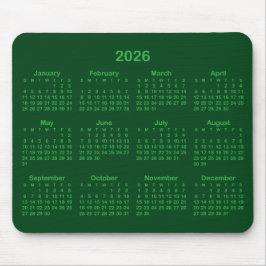 Dark and Kelly Green 2026 Calendar Muismat
