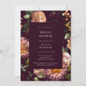 Dark and Moody Burgundy Floral Bridal Shower Kaart (Voorkant)