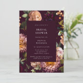 Dark and Moody Burgundy Floral Bridal Shower Kaart (Staand voorkant)