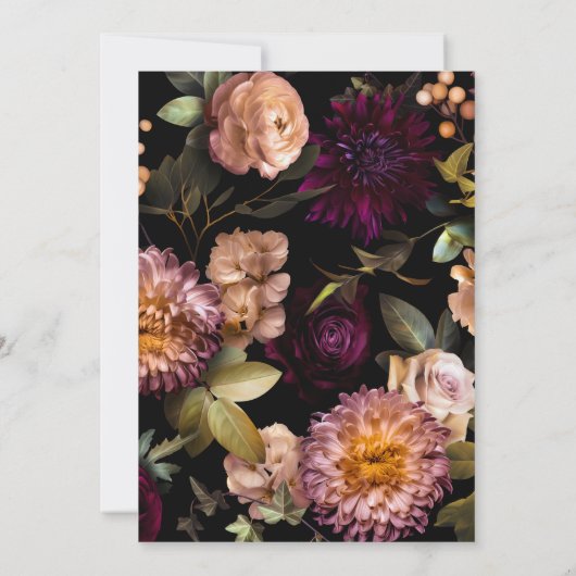 Dark and Moody Burgundy  Floral Bridal Shower  Kaart (Achterkant)