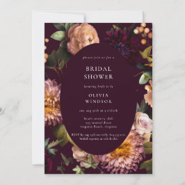 Dark and Moody Burgundy  Floral Bridal Shower  Kaart