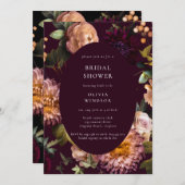 Dark and Moody Burgundy Floral Bridal Shower Kaart (Voorkant / Achterkant)