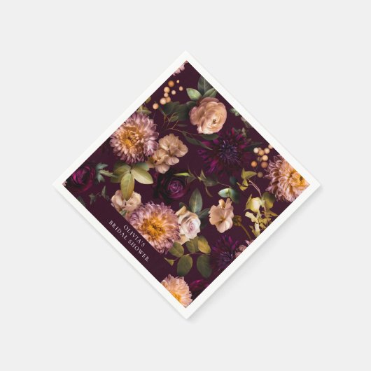 Dark and Moody Dramatic Floral Bridal Shower  Servet (Hoek)