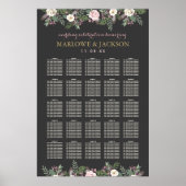 Dark and Moody Floral Boho Wedding Seating Seating Poster (Voorkant)