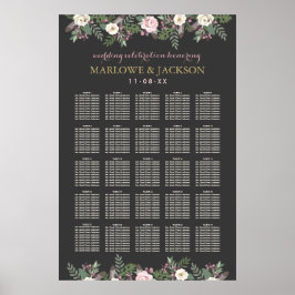 Dark and Moody Floral Boho Wedding Seating Seating Poster