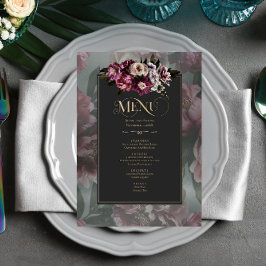 Dark and Moody Floral Menu Kaart
