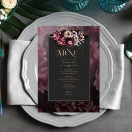 Dark and Moody Floral Menu Kaart