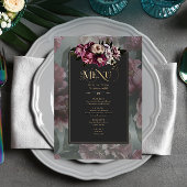 Dark and Moody Floral Menu Kaart