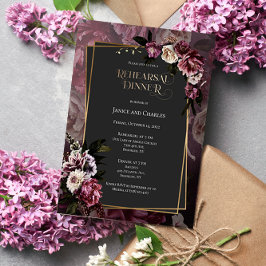 Dark and Moody Floral Rehearsal Dinner Invitation Save The Date