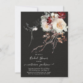 Dark and Moody Winter Floral Vrijgezellenfeest Kaart