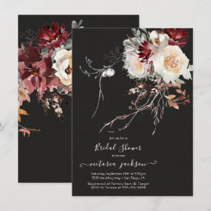 Dark and Moody Winter Floral Vrijgezellenfeest Kaart