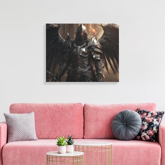 Dark Angel Armor Warrior - Uitgerekte canvas Print (Insitu (Woonkamer))