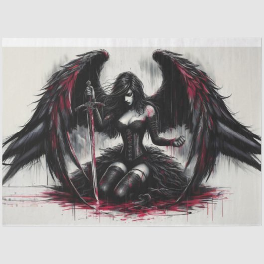 Dark Angel Comic Style Tissue Paper Tissuepapier (Voorkant)