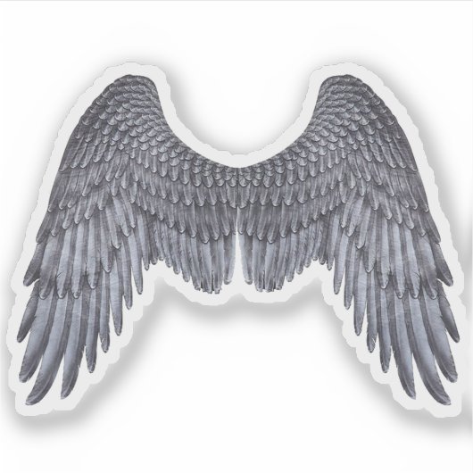 Dark Angel Gray Wings Vinyl Cutout Sticker (Voorkant)