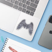 Dark Angel Gray Wings Vinyl Cutout Sticker (Laptop met iPhone)