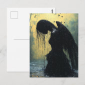 Dark Angel in Rain Fantasy Briefkaart (Voorkant / Achterkant)