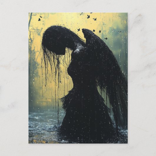 Dark Angel in Rain Fantasy Briefkaart (Voorkant)