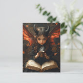 Dark Angel met koffie en een boek Briefkaart (Staand voorkant)