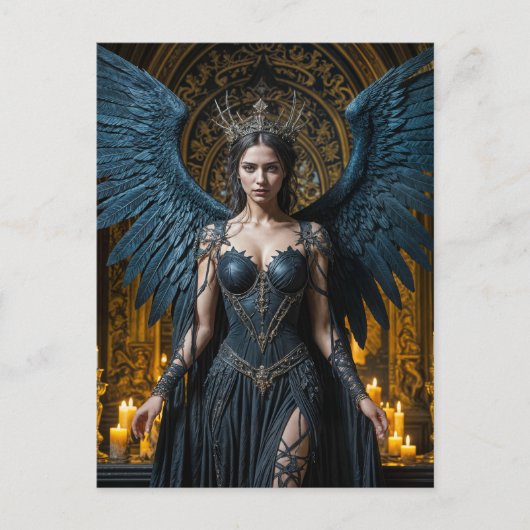 Dark Angel Queen in Candlelit Hall Briefkaart (Voorkant)