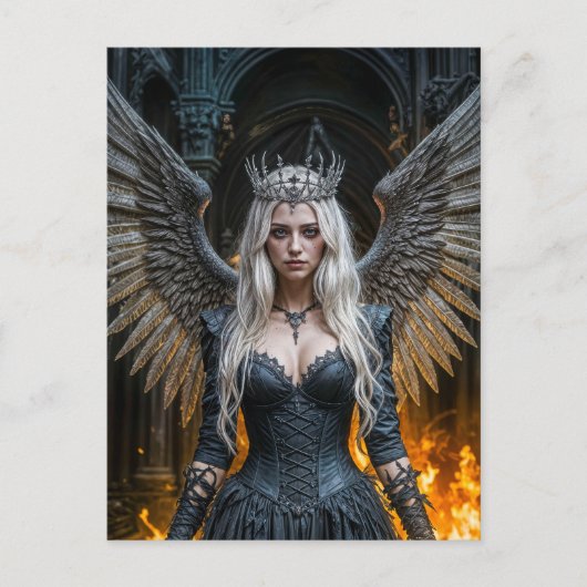 Dark Angel Queen in Candlelit Hall Briefkaart (Voorkant)