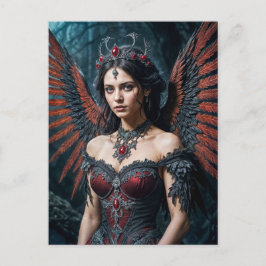 Dark Angel Queen with Red Wings Briefkaart