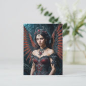 Dark Angel Queen with Red Wings Briefkaart (Staand voorkant)