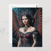 Dark Angel Queen with Red Wings Briefkaart (Voorkant / Achterkant)
