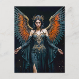 Dark Angel Queen with Red Wings Briefkaart